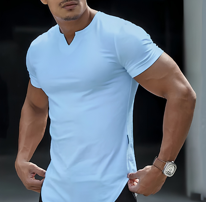 Casual Solid Color Athletic T-Shirt for Men