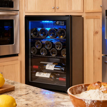 16 Bottle Mini Wine Fridge, Wine Cooler Temperature Adjustment Range 40~61°F, Wine Fridge Small with Triple Pane Clear Glass Door, Wine Coolers for Home